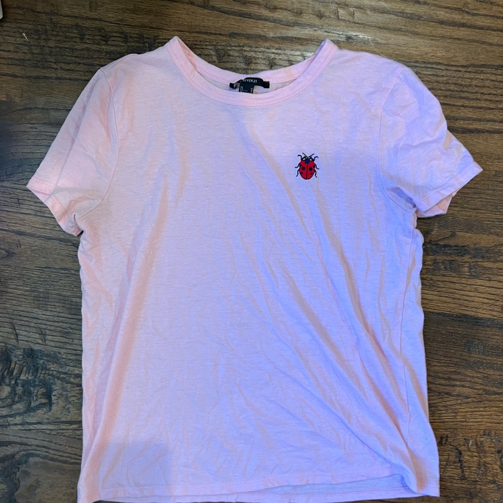 Pink Ladybug Embroidered Women's Top